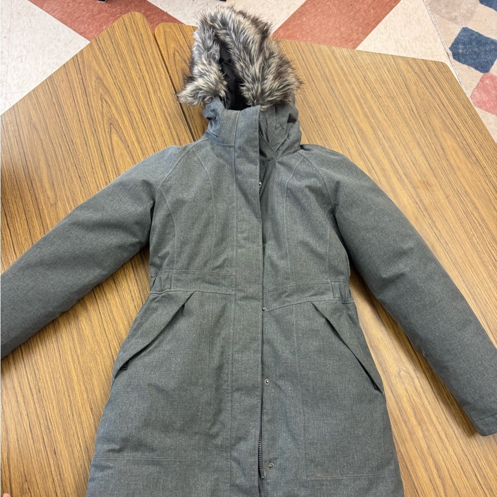 The North Face Gray Winter Coat with Fur Trim
